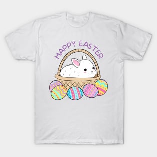 Happy easter a cute bunny in a basket T-Shirt